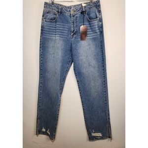 No Boundaries Women's High Rise Straight Leg Denim Jeans Blue Size 15